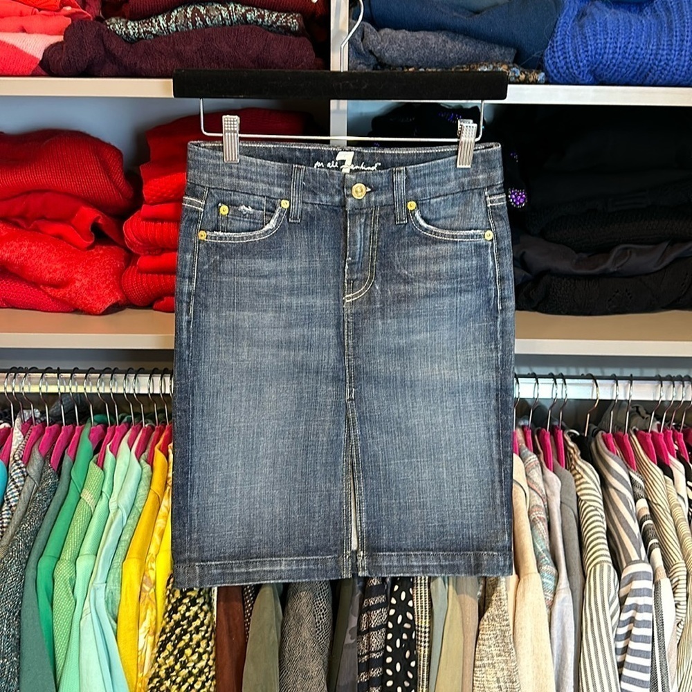 7 For All Mankind blue denim pencil skirt size 24